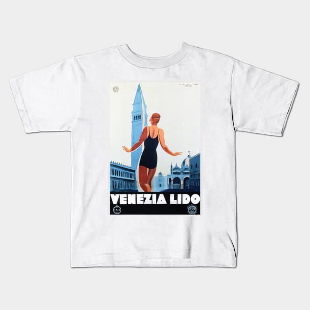 VENEZIA LIDO Italy Holiday Travel Advertisement Vintage Italian Poster. Kids T-Shirt by vintageposters